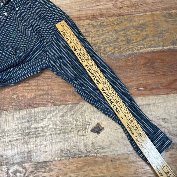 Vintage Tommy Hilfiger Button Up Shirt Mens Medium Blue Stripes Crest Logo 90s M - Picture 8 of 9